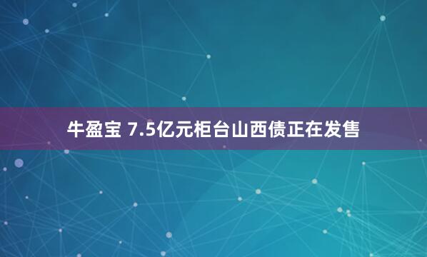 牛盈宝 7.5亿元柜台山西债正在发售